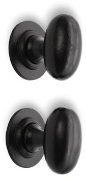 Infinity Decor Paire de boutons de porte ovales en fer massif noir mat 65 mm – Idéal pour une utilisation intérieure et extérieure