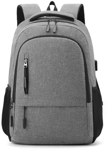 Mixroom - Laptop-ryggsäck för herr bärbar dator bärbar datorväska bärbar dator 15 tum två framfickor med USB Z1-anslutning färg svart blå röd grå, Grå