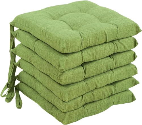 Viterbo Biancheria - Cuscini Sedie Cucina Set da 6 per Esterno ed Interno, Coprisedie con Laccetti, Design 4 Punti Imbottito, Ogni Cuscino è Realizzato in Morbida Spugna da 6cm (Verde Chiaro)