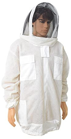 XJZHANG Ultra Belüftete Imkerjacke – Weiße Imkerjacke Aus Mesh-Gewebe Für Männer Und Frauen Mit Fechtschleier Mit Frontreißverschluss Und Fronttasche