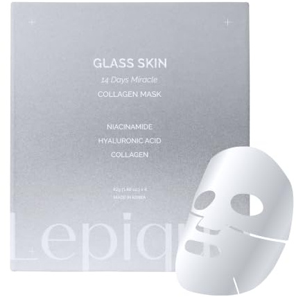 Glashud 14 dagar miracle kollagenmask 42 g x 4ea ultimat nattmask, högre seruminnehåll, hyaluronsyra, niacinamidserum, koreansk ansiktsmask, ansiktsmask