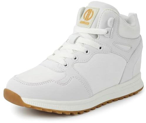 GURGER Zapatillas de Cuña para Mujer Zapatillas de Deporte Altas Tacón Cuña Plataforma Sneakers Blanco 39