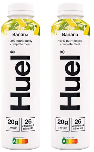 Hueldrink Ready To Drink Complete Meal Banana Flavour 500ml Pack of 2 Vegan Plant Based Meal Alternative Vitamin Minerals Protein Shake Dairy Free with Welari Thank You Card | (2pack) (1000ml)