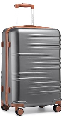 British Traveller Medium Suitcase 4 Wheels Durable PC 24 Medium Luggage Suitcases Lightweight Check in Hold Luggage with TSA Lock