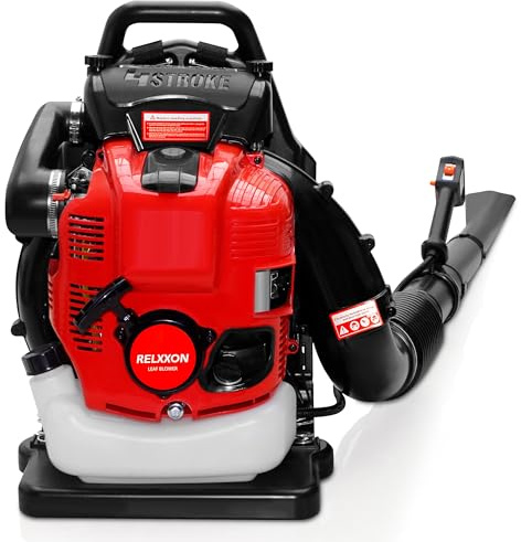 Relxxon Gas Powered Backpack Leaf Blower, Commercial Heavy Duty 75.6cc 4-Stroke Engine, 205 MPH 750 CFM for Professional Yard Care, Large Properties & Lawn Maintenance, No Fuel Mix (RL9905 PRO)