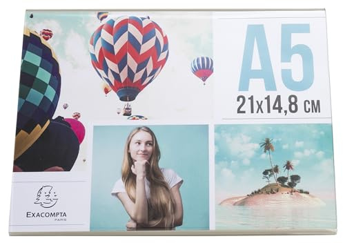 Exacompta - Ref. 85059D – 1 Sichtständer, horizontal, A5, Maße: 21,5 x 6,5 x 15,5 cm – PMMA (Acryl) für Fotos, Werbung, Speisekarten Restaurants, Hotels – Kristall