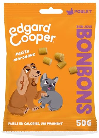 Edgard & Cooper Friandises pour Chien Petits Bonbons Naturels Chien Adulte sans Cérales, Sachet de 1x50g, Poulet