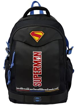 CyP Brands-Superman, Rucksack, Schulrucksack, Freizeitrucksack, Schwarz, Offizielles Produkt