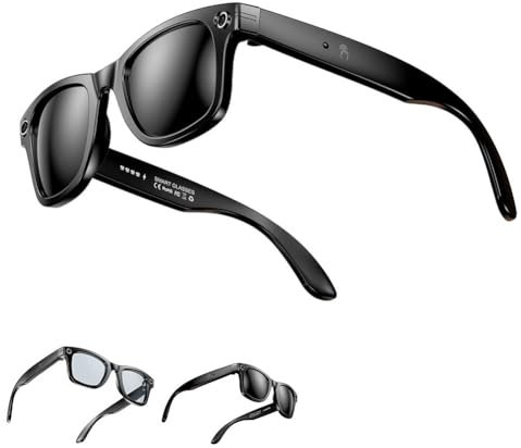 Cyanvue Ai Smart Glasses,8mp Camera Glasses with Music & Call Features,Waterproof Ai Bluetooth Smart Glasses for Men with Camera,UV Protection,Anti-Blue Light Glasses Everyday Wear(Sunglasses)