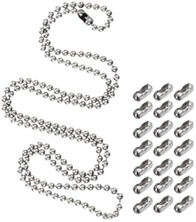 Uonlytech 1 Juego Cadena de Etiquetas Metálicas Inoxidable con Esferas para Manualidades Diy Metros Conectores para Collares y Etiquetas de Perro