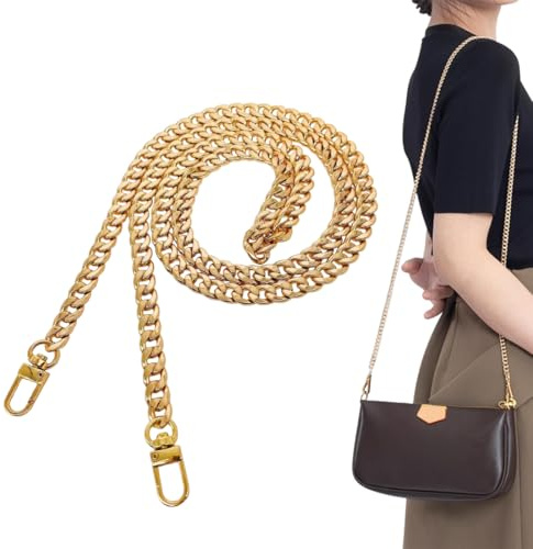 OUDQFCJ Cadena para Bolso Set, 1 pieza Cadenas de Metal Correas de Hombro en Oro, Bolsa de Hombro de Repuesto, Correa de Cadena Dorada para Bolsos de Mano y Hombro, Cadena Asa Bolso (60 cm) (Oro)