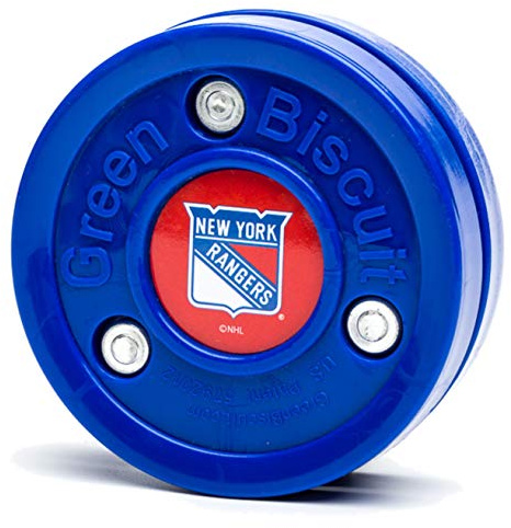 Green Biscuit NHL Teams Original Passing/Handling Training Puck (New York Rangers) - Off-Ice/Street Hockey Puck