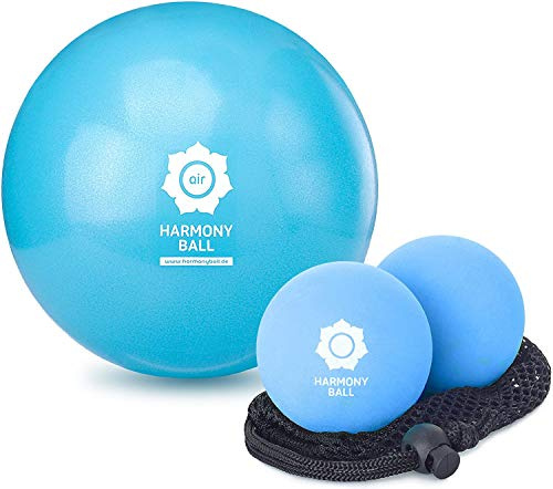 HARMONY BALL 2X Faszienbälle (Naturkautschuk 7,2cm) + 1x Gymnastikball (weich 18cm) - Sparset zum Massieren und Entspannen von Muskeln und Faszien