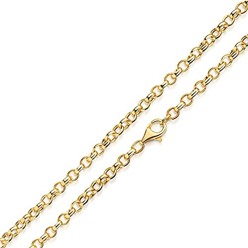 MATERIA Erbsenkette gold 70cm lang - Herren Kette Silber 925 massiv 4mm vergoldet K115-70cm