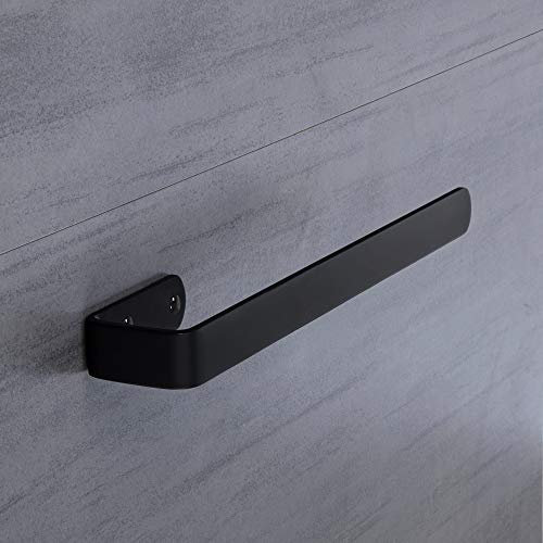 Gedotec Geschirrtuchhalter Schwarz matt | PELI | Handtuchhalter Edelstahl 1-armig | Handtuch Reling Länge: 340 mm | Handtuch-Stange für Wand-Montage | Badetuchhalter zum Schrauben