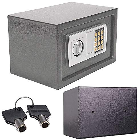Tresor, Möbeltresor Elektronikschloss, Wandtresore, Elektronischer Safe, 31x20x20cm, 2 x Schlüssel & Befestigungsschraube, Grau