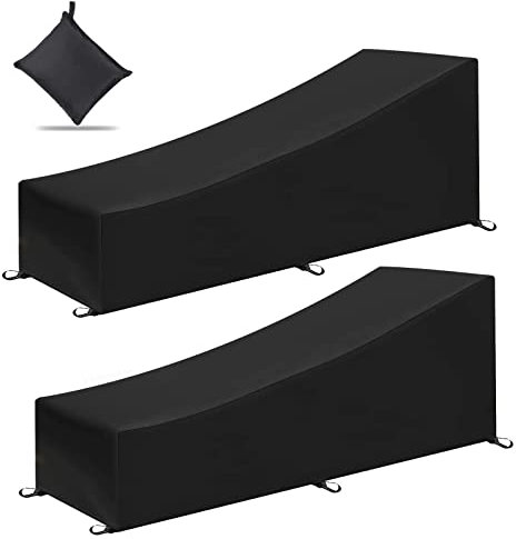 Lot de 2 housses de protection pour chaise longue de jardin 200 x 70 x 40/75 cm - En tissu Oxford 210D - Pour chaise longue