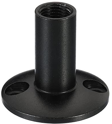 PATIKIL Microphone Flange Mount, M10 Fine Thread Female Thread Nut Screw Round Base for Microphone Gooseneck Hose Adapter, Black