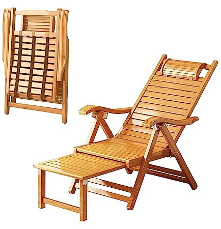 Lanmmraifc Gartenliege klappbar Bambus Sonnenliege Liegen Campingbett Gartenliege Relaxliege klappbar Kippliege Camping Liegestuhl für Patio Strand Pool Garten