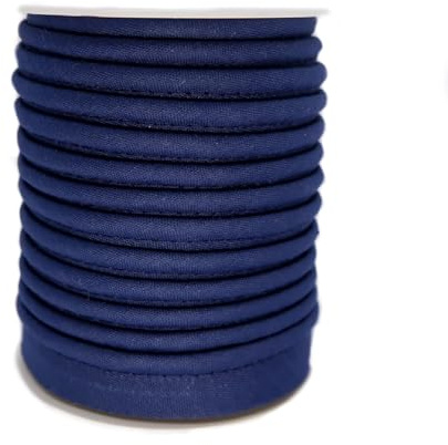 TEXTEX = Vivo al Bies para Proyectos de Costura, Decoración y Manualidades. Composición 50% Algodón y 50% Poliéster. Ancho Total 15mm, Cordón 5mm y Solapa 10mm. Carrete 10 Metros - (Azul Marino)