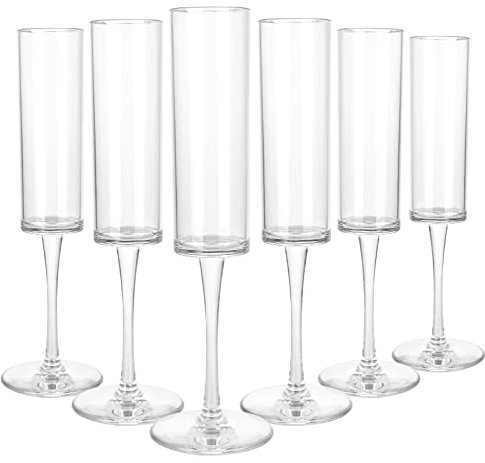 VIDETOL 6 Pièces Flute Champagne Plastique, 165 ml Coupe Champagne Plastique, Flûtes à Champagne Réutilisables pour Mariages, Anniversaires, Fête