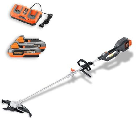 FUXTEC Akku Motorsense 2x20V FX-E2MSSET– Schnittbreite 25,5 – 35cm, 10Kg leicht, bis zu 6000 U/min (mit Akku & Ladegerät)