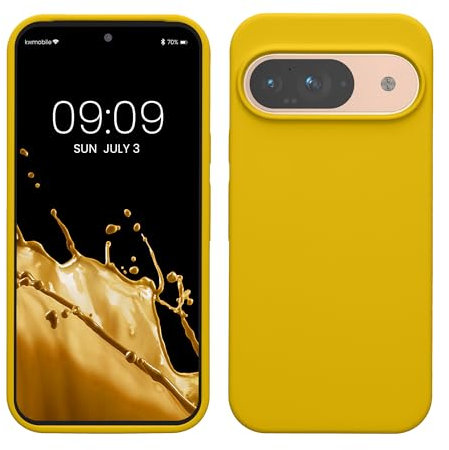kwmobile Case Compatible with Google Pixel 9 Case - Soft Cover Compatible with Google Pixel 9 Pro Cover - Wireless Charging Radiant Yellow