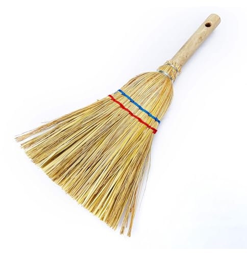 Strohbesen mit Holzstiel zum Aufhängen Handfeger Kehrbesen Hexenbesen Zimmerbesen Besen Feger L39xB14cm