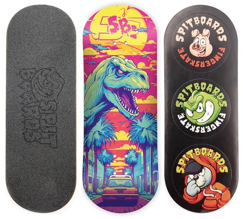 SPITBOARDS Tabla para monopatín de 34 mm – Madera real (5 capas) Classic Popsicle Street Shape – Tamaño: 34 x 96 mm – Tabla gráfica única (Real Wear) – Optimized Concave – Sunset Raptor