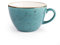 Bonsoo Kaffeetasse aus Feinem Hochwertigem Edlem Porzellan | 350ml Vintage- Stil mit Elegantem Gesprenkeltem Finish und Naturbraunem Rand | Stoß-, Kratz-, Spülmaschinen- und Mikrowellenfest | Türkis