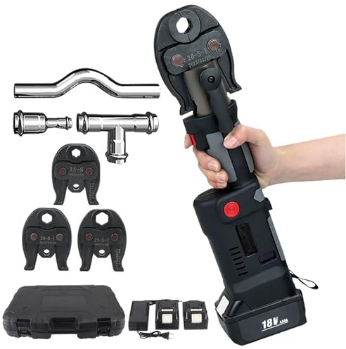 Pinza Crimpatrice Portatile Per Tubi, Pressa Idraulica, Pressatrice Multistrato, Kit Elettricista In Acciaio Inossidabile a Batteria Con Teste Crimpatura, Tempo Di Pressatura: 3-4 Secondi