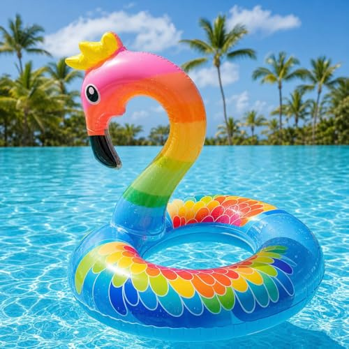 Fenicottero Anello Piscina, Gonfiabile Piscina Galleggiante, Fenicottero Rosa Gonfiabile, Galleggiante Piscina, Anello da Nuoto per Piscina Spiaggia in Estate (blu-70)