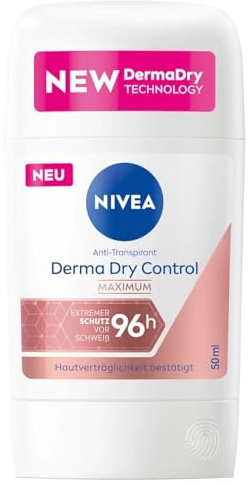 NIVEA - Deodorante Stick/Anti Transpirant da donna, confezione da 5 pezzi, Derma Dry Control Maximum, 50 ml