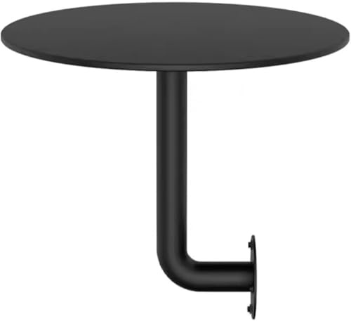 Mesa auxiliar pequeña en forma de L montada en la pared, parte superior de metal de hierro forjado, mesa redonda de bar y desayuno, mesa de café y té para bistró y restaurante, (tamaño: 40 x 40 x 45