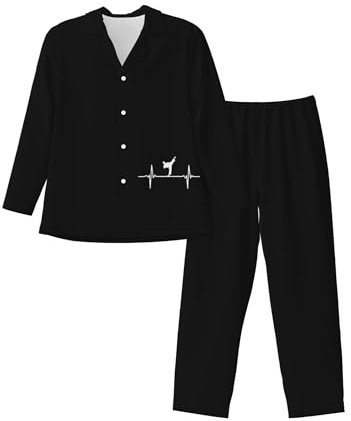 CUTEDWARF Karate Heartbeat Male Fashion Nightwear Suit Long Sleeve Button Apparel Long Pants Pajama Set Black