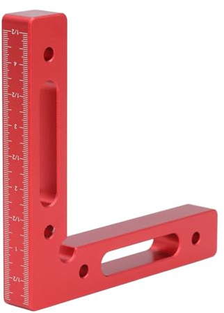 WALFRONT Hörnklämmor för Träbearbetning 90 Graders Positionering Kvadrater 120 Mm Aluminiumlegering L Typ Anodiserad Röd Klar tum- och Millimeterskala