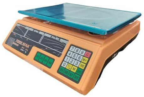 Bilancia Elettronica Professionale 40 kg - Divisione 1g - Funzione Calcolo Prezzo - Doppia Alimentazione - Arancione