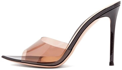 Ciabatte da Donna Trasparenti con Tacco a Spillo,Sandali con Tacco a Punta e Chiusura a Slip-On,Décolleté Trasparenti con Punta Aperta per Abiti da Sera e da Festa,46 EU