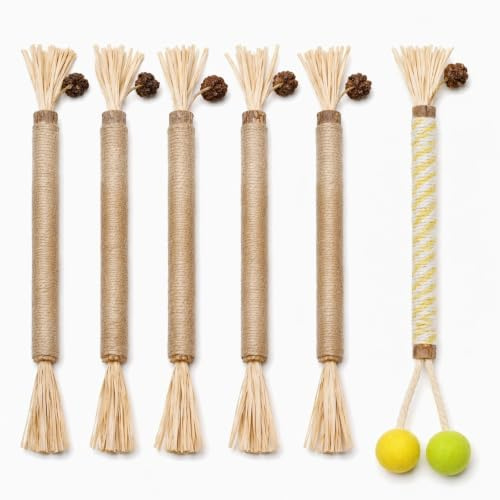 Wyngee 6pcs Bâtons Silvervine Matatabi, Jouet à Mâcher Naturel pour Chat Alternative à l'herbe à Chat Bâtons à Mâcher Nettoie Dents et Haleine Hygiène Buccale Occupe Calme Votre Félin