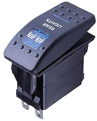Mintice Vehículo de 12V 20A LED Azul Interruptor de Palanca Basculante Luz Impermeable Interruptor de Botón Pulsador Conmutador Coche 5 Pines Rear Light