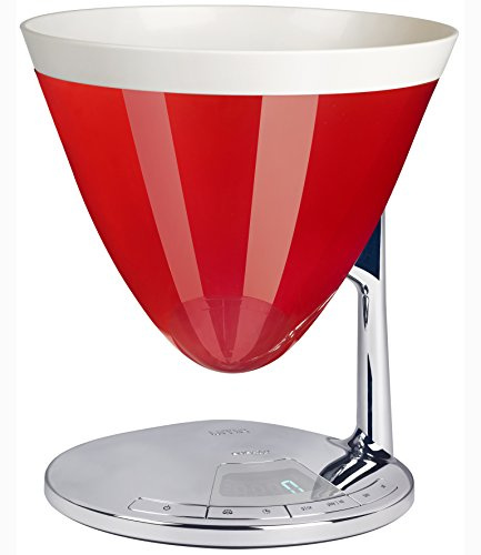 BUGATTI, Uma, Bilancia da Cucina Digitale con Timer, Display Elettronico, Ciotola Pesa Alimenti rimovibile, Portata massima 3kg, Design elegante (Rosso)