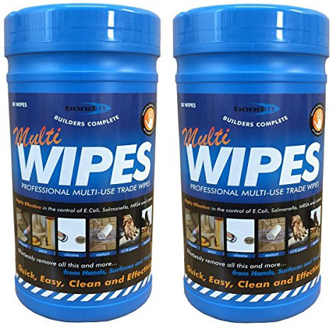 (2 TUBS) Bond it Professional Hand Wipes Cleans Oil Ink Bitumen Grease Paint Trade Wipes