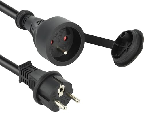 Electraline 20858018D Rallonge Prolongateur électrique IP44 avec clapet étanche 25M Noir - Câble H07RN-F - Section 3G1.5 mm²