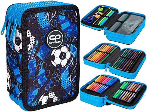 Goldkids COOLPACK XXL Federtasche Federmappe Federmäppchen 44-teilig gefüllte Schüleretui 3-stöckig 20 x 13,5 x 7 cm Jungen Mädchen Ink. Füller Patrone
