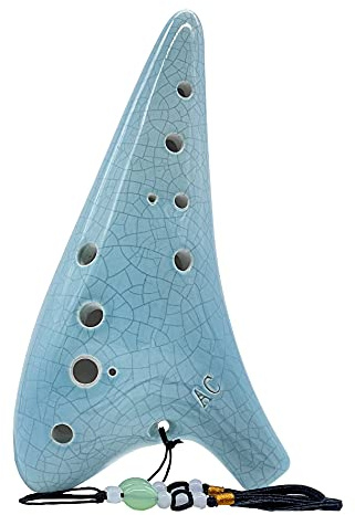 Zetong Legend of Zelda Ocarina 12 Hole Alto C with Textbook and Protective Bag, Perfect for Beginners and Professional Performance (Crack Cyan)