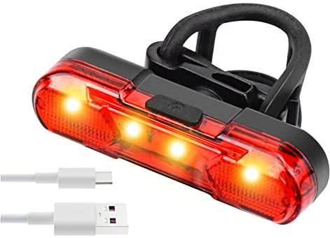 Nerissa Rear Bike Light LED Red Bike Tail Light USB Rechargeable Bicycle Taillight Waterproof High Brightness Bike Back Light for Cycling Helmet Backpack Safety Warning, 4 Steday/Flash Modes (AS1010)