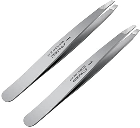 Tweezers Set - Professional Stainless Steel Slant Tweezers, Precision Tweezers Set for Shaping Eyebrows, Great Beauty Tools for Facial Hair, Ingrown Hair, Blackhead Removal(2Pcs Slant Tweezer)