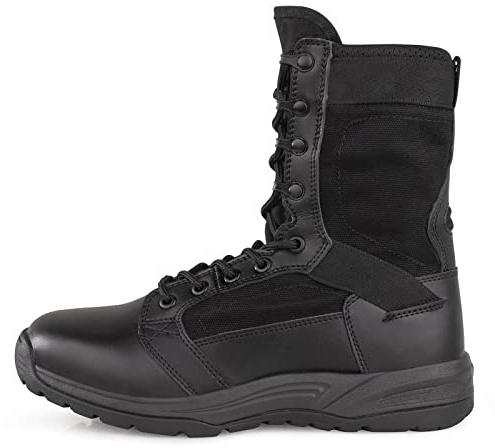 QUNLON Men's Military Tactical Boots Durable Army Cadet Patrol Boots for Outdoor Work Motorcycle