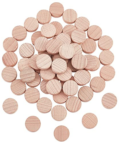 Nbeads 200 st. 1,5 cm obearbetade runda trädelar, 5 mm tjocka träcirklar obearbetade runda träskivor, träutskärningar, dekorationer för pyssel, målning, bröllop, jul, heminredning