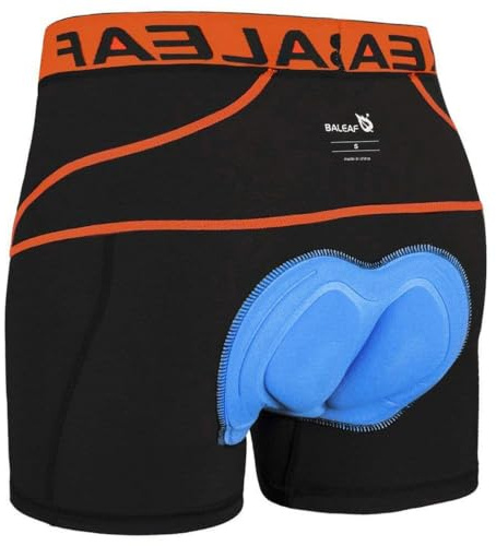 baleaf Pantalones de Ciclismo para Hombre Acolchados, Calzoncillos de Bicicleta Acolchados, Ropa de Ciclismo, naranja, XXL